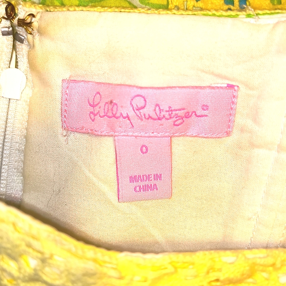 Lilly Pulitzer Yellow/Green/Blue Strapless Floral Sundress Size 0 - Picture 7 of 7